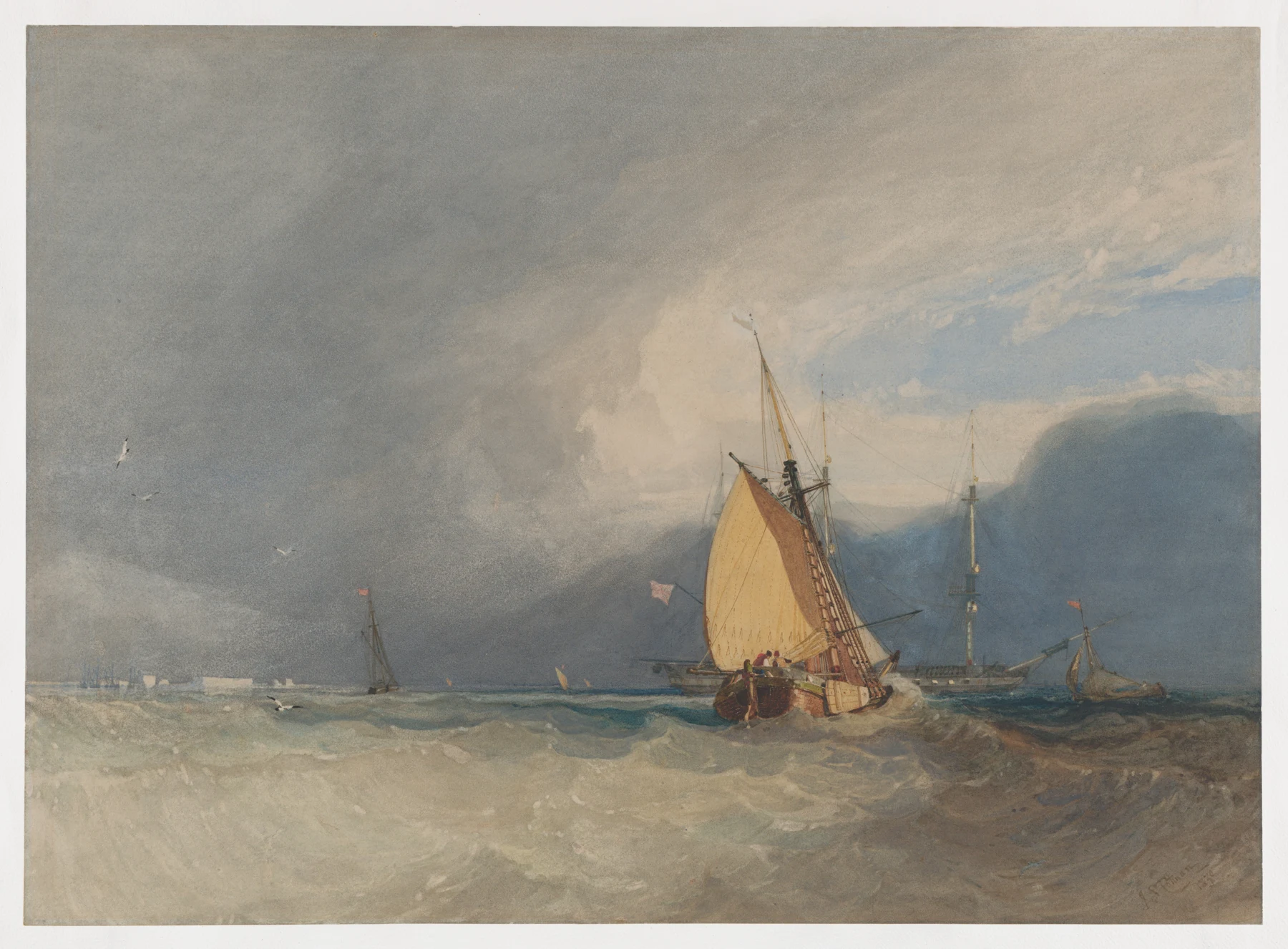 John Sell Cotman, Boats off the coast, storm approaching, 1830