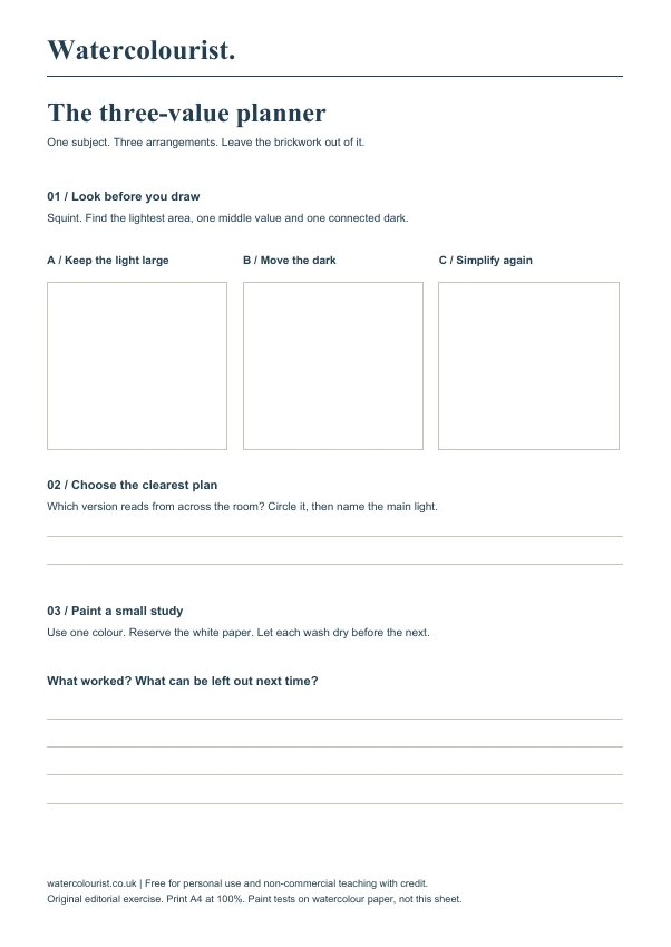 The three-value planner printable sheet preview