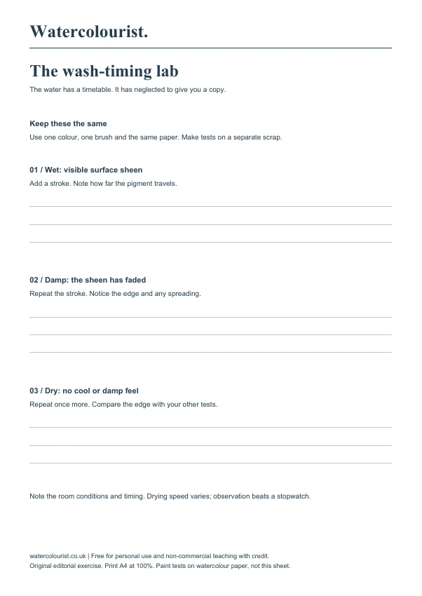 The wash-timing lab printable sheet preview